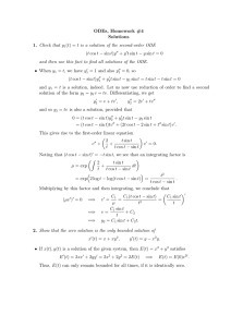 ODEs, Homework #4 Solutions 1. −