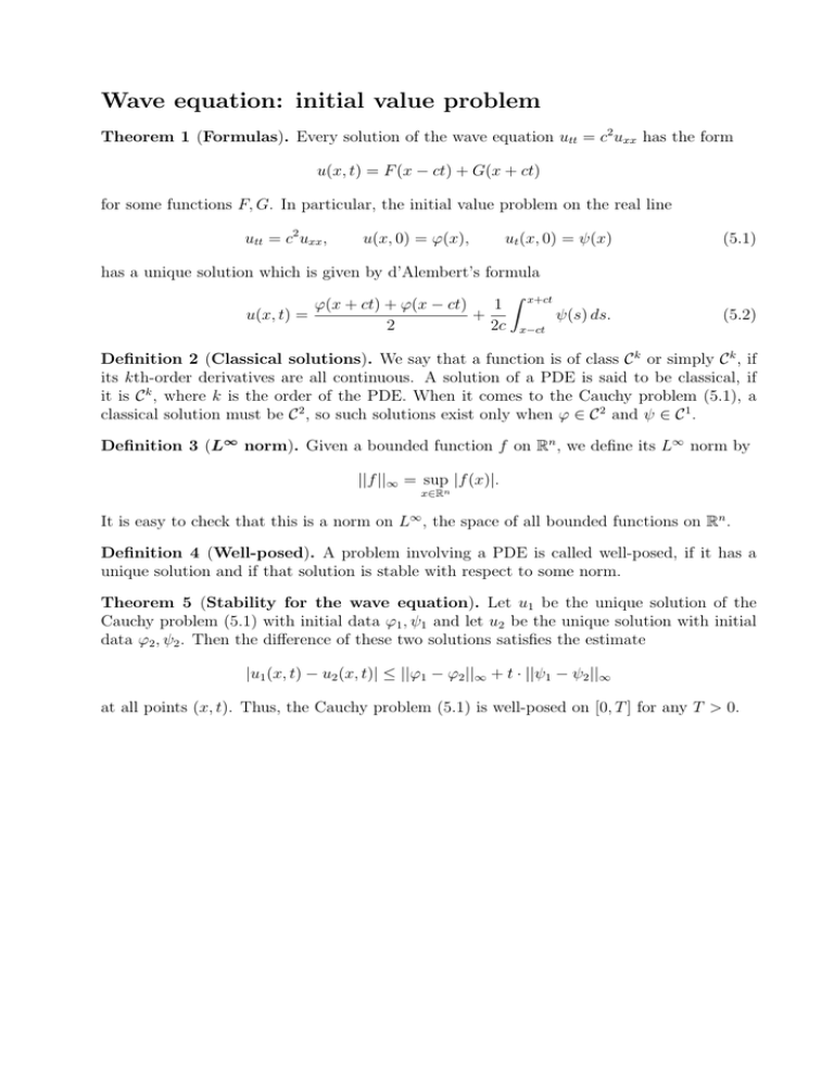 Wave Equation Initial Value Problem