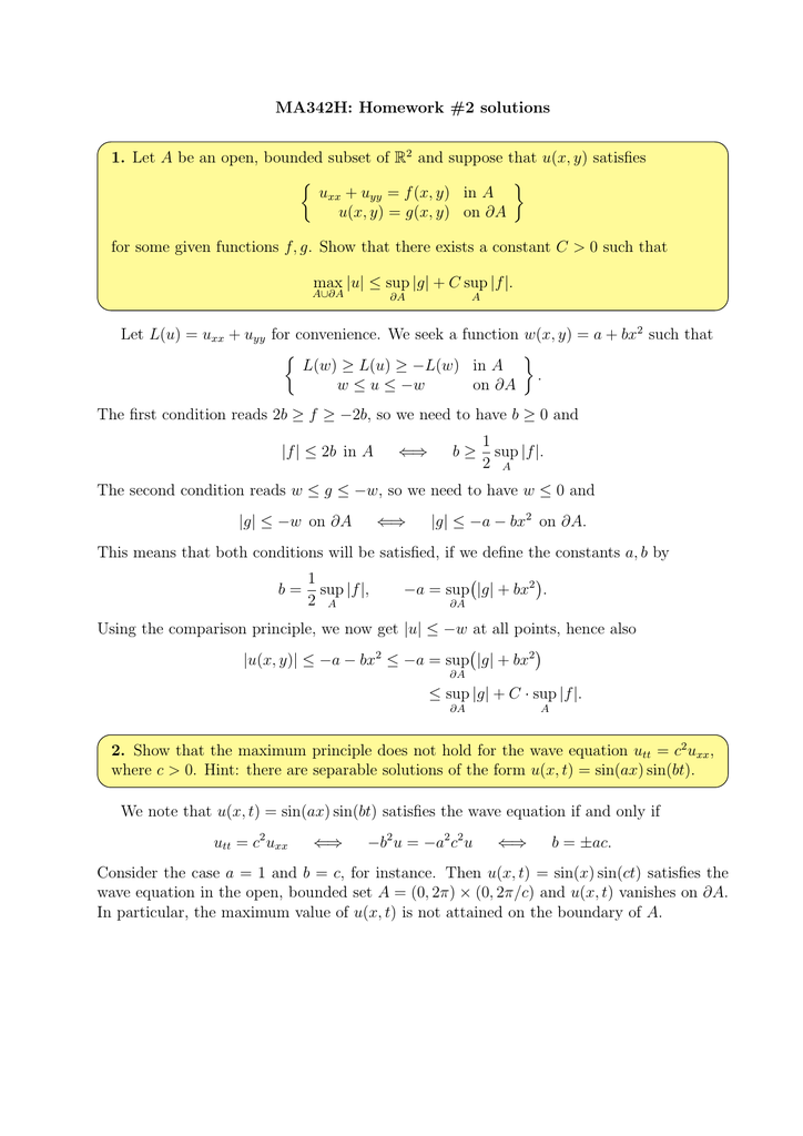 Ma342h Homework 2 Solutions And Suppose That U X Y Satisfies 1