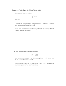Course 161/2S3, Tutorial, Hilary Term, 2006 5x dx
