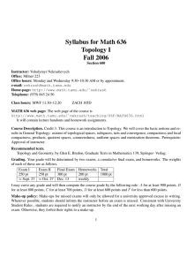 Syllabus for Math 636 Topology I Fall 2006