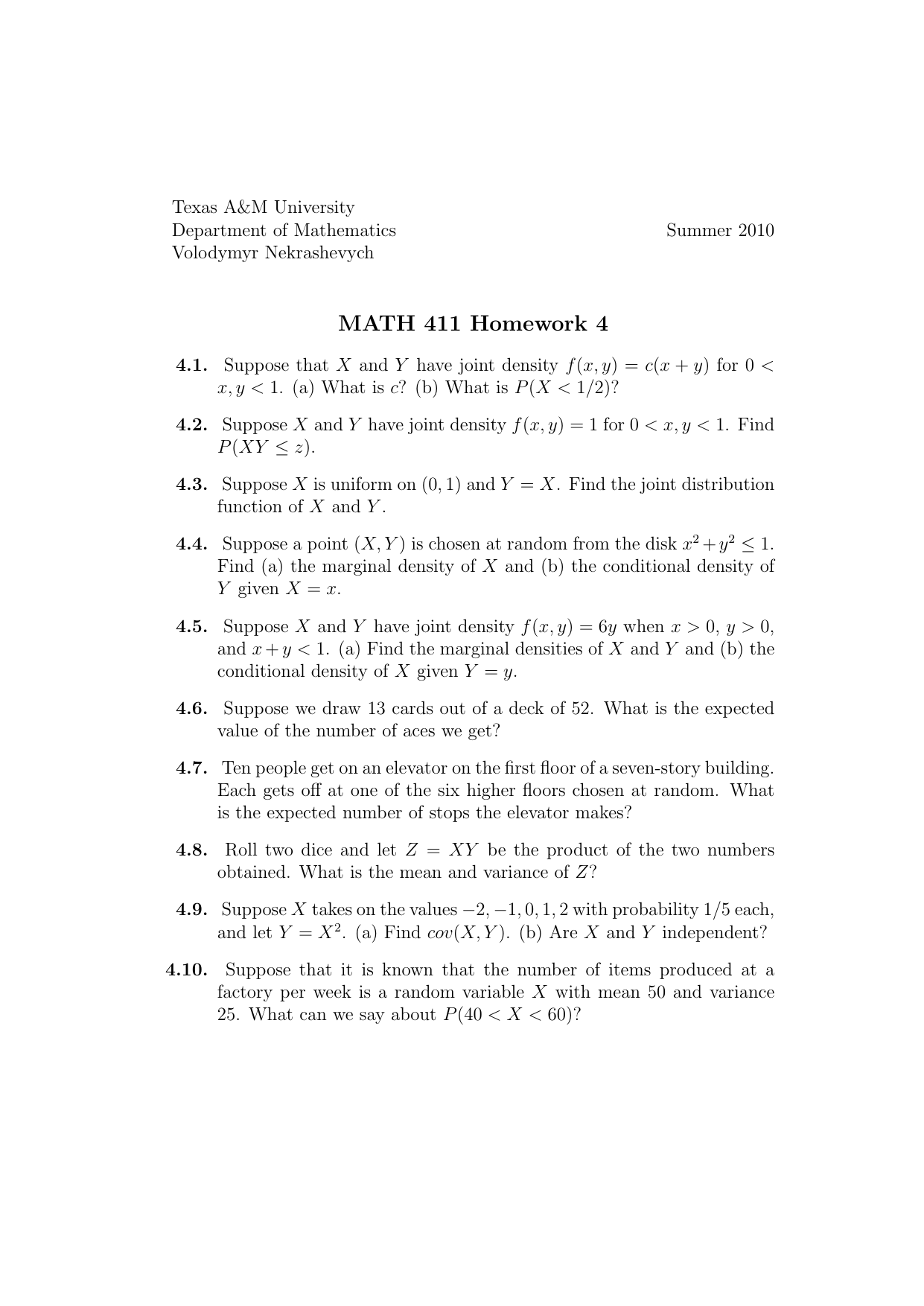 Math 411 Homework 4