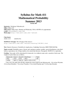 Syllabus for Math 411 Mathematical Probability Summer 2013
