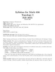 Syllabus for Math 636 Topology I Fall 2015