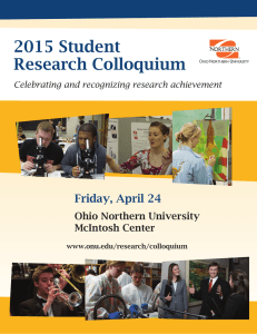 2015 Student Research Colloquium Friday, April 24 Ohio Northern University