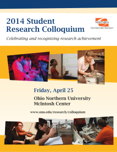 2014 Student Research Colloquium Friday, April 25 Ohio Northern University