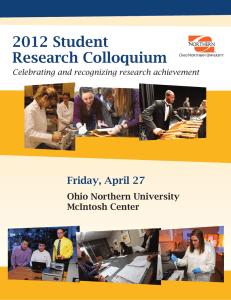 2012 Student Research Colloquium Friday, April 27 Ohio Northern University