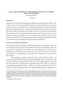 THE CANADIAN PREFERENTIAL TARIFF REGIME AND POTENTIAL ECONOMIC Introduction Przemyslaw Kowalski