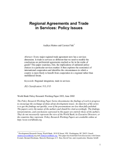 Regional Agreements and Trade in Services: Policy Issues