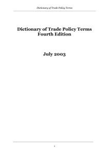 Dictionary of Trade Policy Terms Fourth Edition July 2003