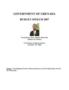 GOVERNMENT OF GRENADA BUDGET SPEECH 2007