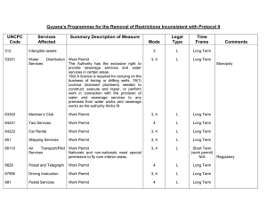 Guyana’s Programmes for the Removal of Restrictions Inconsistent with Protocol... UNCPC Services Summary Description of Measure