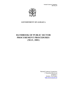 HANDBOOK OF PUBLIC SECTOR PROCUREMENT PROCEDURES (MAY, 2001) GOVERNMENT OF JAMAICA