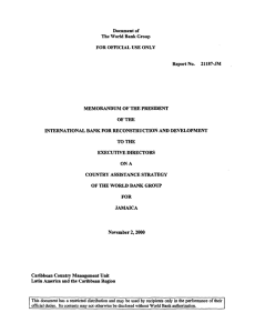 Document of The World  Bank Group FOR OFFICIAL USE ONLY
