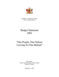 Budget Statement 2002 “One People, One Nation: Leaving No One Behind”