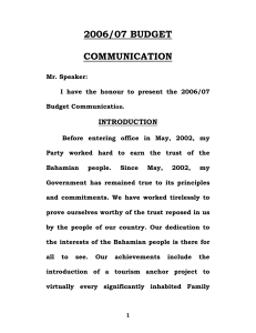 2006/07 BUDGET COMMUNICATION INTRODUCTION