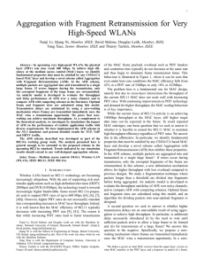 Aggregation with Fragment Retransmission for Very High-Speed WLANs Member, IEEE, Senior Member, IEEE