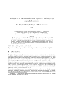 Ambiguities in estimates of critical exponents for long-range dependent processes Ken Duffy