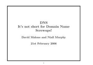 DNS It’s not short for Domain Name Screwups! David Malone and Niall Murphy