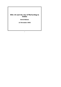 802.11b and the Joy of WarCycling in Dublin David Malone 12 November 2002