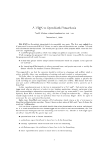 A L TEX to OpenMath Phrasebook A David Malone &lt;&gt;