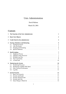 Unix Administration Contents David Malone March 20, 2001