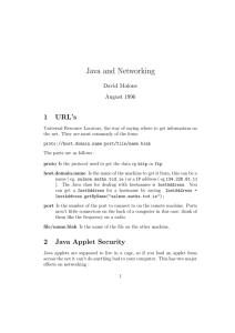 Java and Networking 1 URL’s David Malone