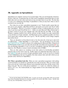 5B. Appendix on Spreadsheets