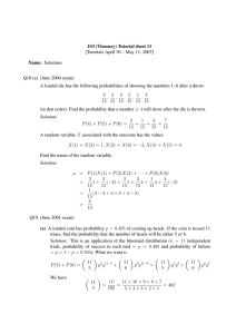 1S3 (Timoney) Tutorial sheet 11 Name: Solutions Q10 (a) (June 2004 exam)