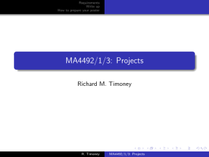 MA4492/1/3: Projects Richard M. Timoney Requirements Write up