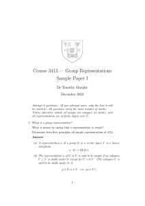 Course 3413 — Group Representations Sample Paper I Dr Timothy Murphy December 2010