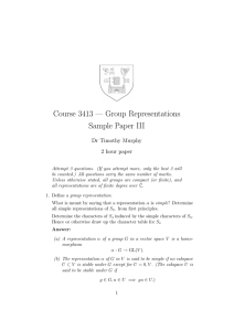 Course 3413 — Group Representations Sample Paper III Dr Timothy Murphy