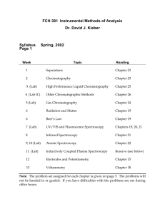 FCH 381  Instrumental Methods of Analysis  Dr. David J. Kieber