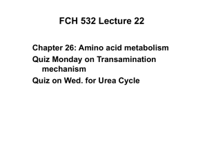FCH 532 Lecture 22 Chapter 26: Amino acid metabolism mechanism