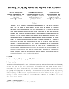 Building XML Query Forms and Reports with XQForms  Michalis Petropoulos Yannis Papakonstantinou