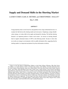 Supply and Demand Shifts in the Shorting Market May 9, 2006
