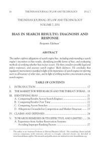 BIAS IN SEARCH RESULTS?: DIAGNOSIS AND RESPONSE