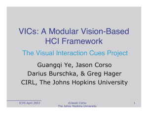 VICs: A Modular Vision-Based HCI Framework The Visual Interaction Cues Project