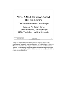 VICs: A Modular Vision-Based HCI Framework The Visual Interaction Cues Project