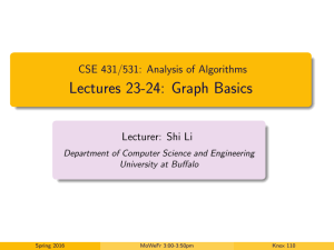 Lectures 23-24: Graph Basics CSE 431/531: Analysis of Algorithms Lecturer: Shi Li