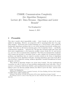 CS369E: Communication Complexity (for Algorithm Designers)