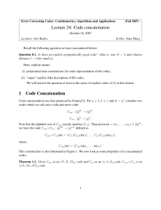 Lecture 24: Code concatenation
