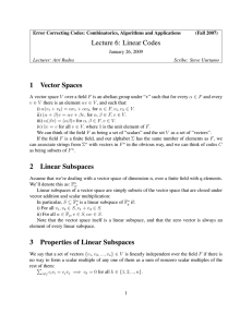 Lecture 6: Linear Codes
