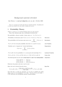 Background material crib-sheet Iain Murray &lt;i.&gt;, October 2003