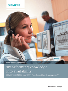 Transforming knowledge into availability Answers for energy. www.siemens.com/energy