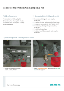 Mode of Operation Oil Sampling Kit Table of contents