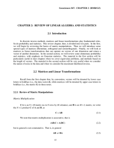 CHAPTER 2:  REVIEW OF LINEAR ALGEBRA AND STATISTICS