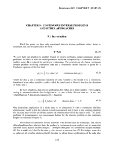 CHAPTER 9:  CONTINUOUS INVERSE PROBLEMS AND OTHER APPROACHES 9.1  Introduction