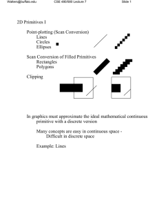 2D Primitives I Point-plotting (Scan Conversion) Lines Circles