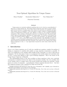 Near-Optimal Algorithms for Unique Games Moses Charikar Konstantin Makarychev Yury Makarychev